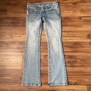 Y2K G21 Super Low Rise Bootcut Jeans Light Wash Stretch Denim Women 9 Streetwear